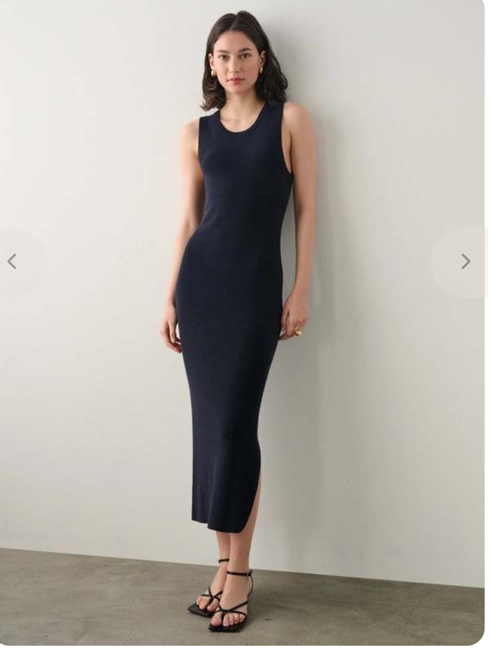 White + Warren Navy MIDI dress
